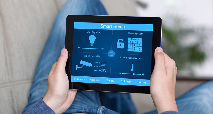 The ability to access and control security components from a mobile device is one of the top smart home trends in Tulsa. Close-up of smart home security app.